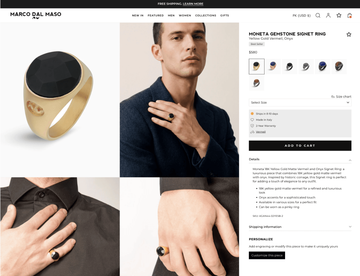 Original Marco Dal Maso product page before the redesign