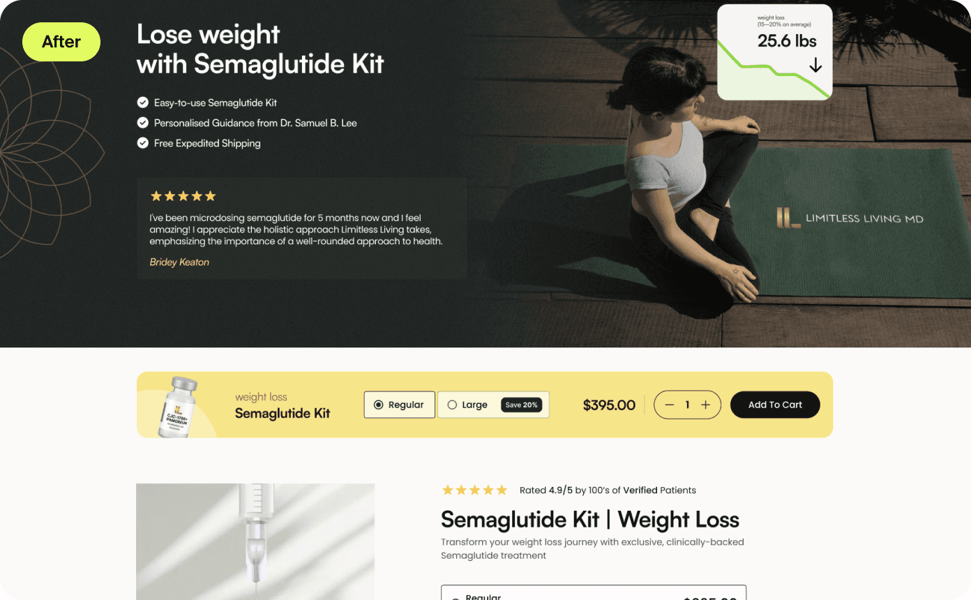 Rebuilt Limitless Living MD product page after the redesign
