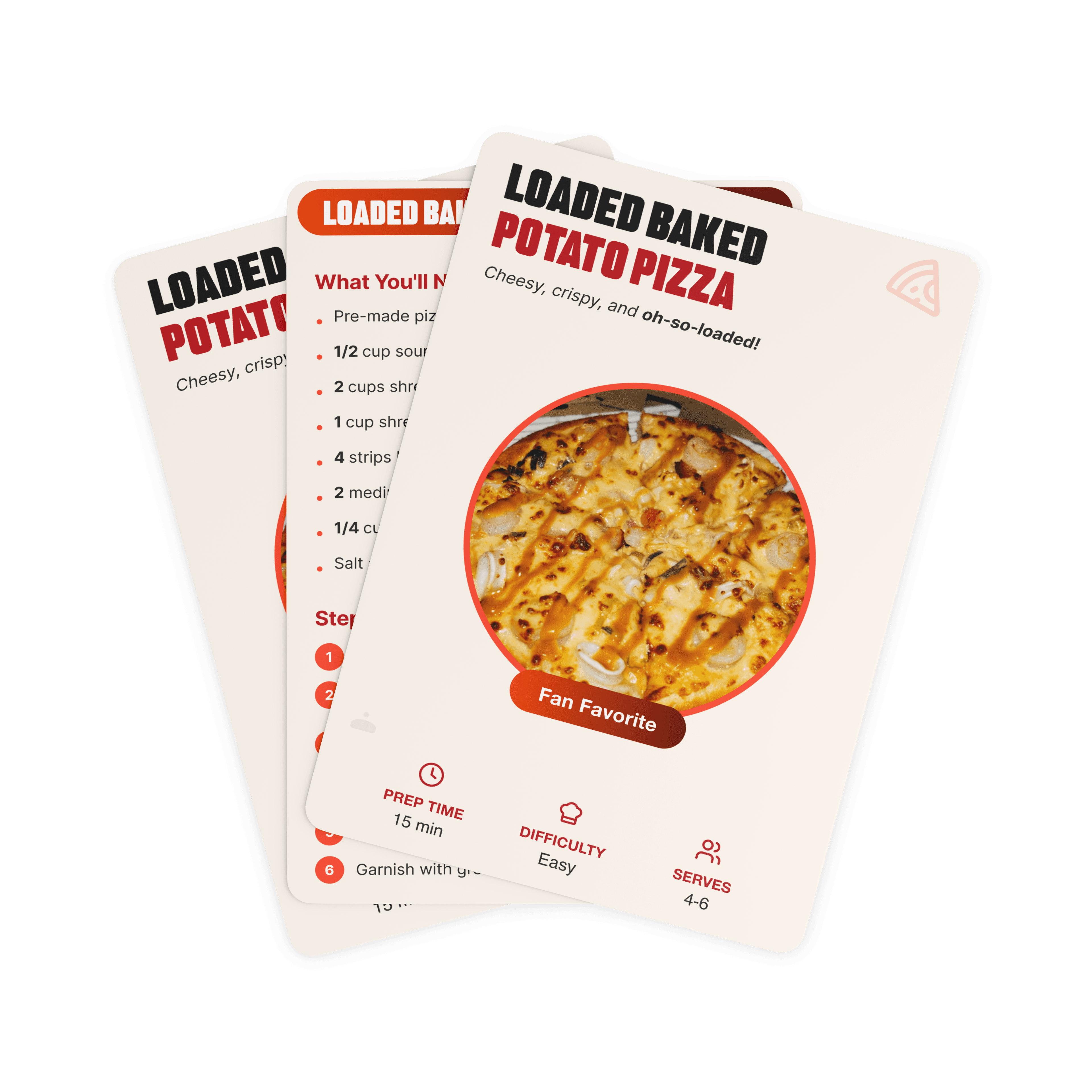 Pizza Party recipe cards from the deck